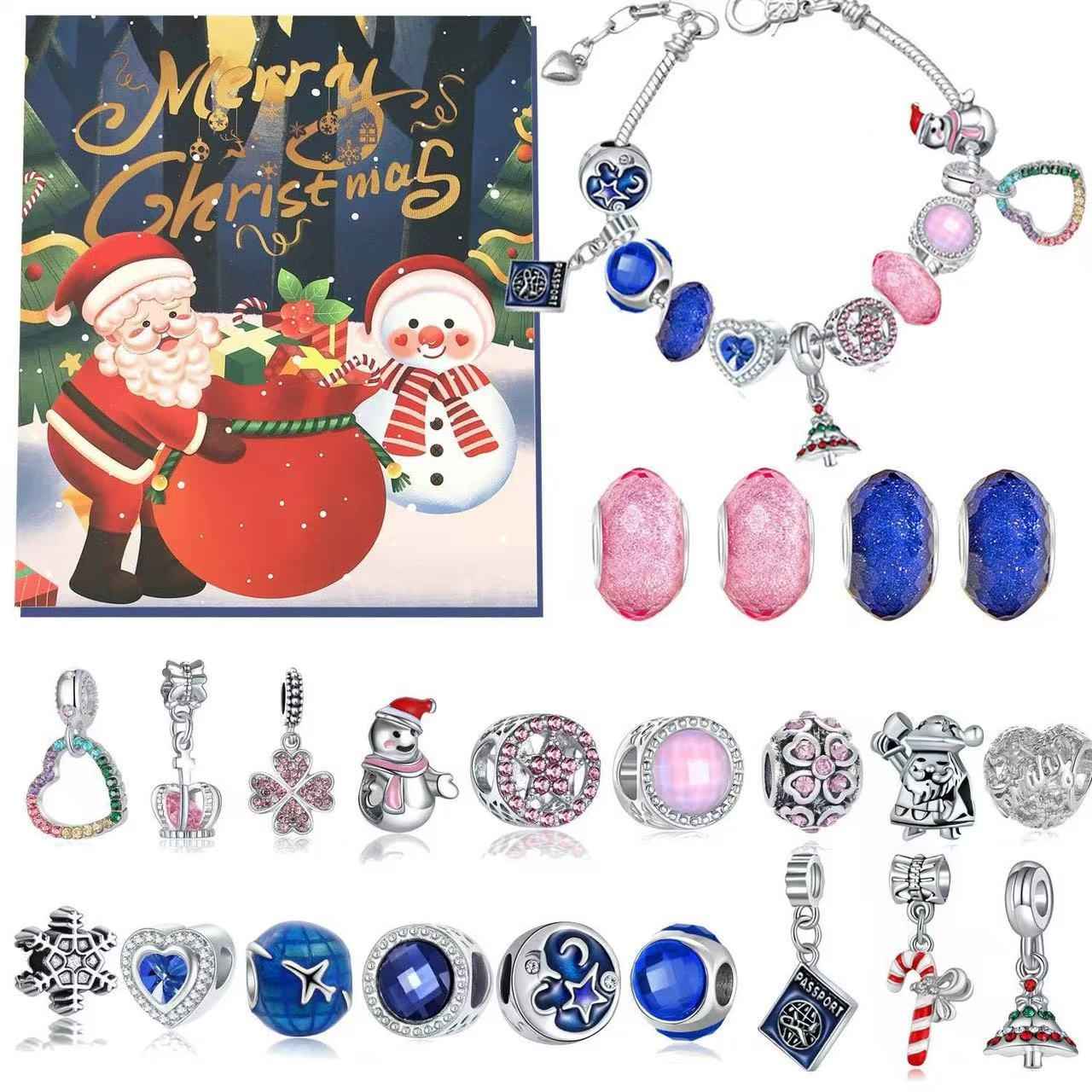 24 Days Christmas Advent Calendar Bracelet Set – Holiday Jewelry Countdown Gift