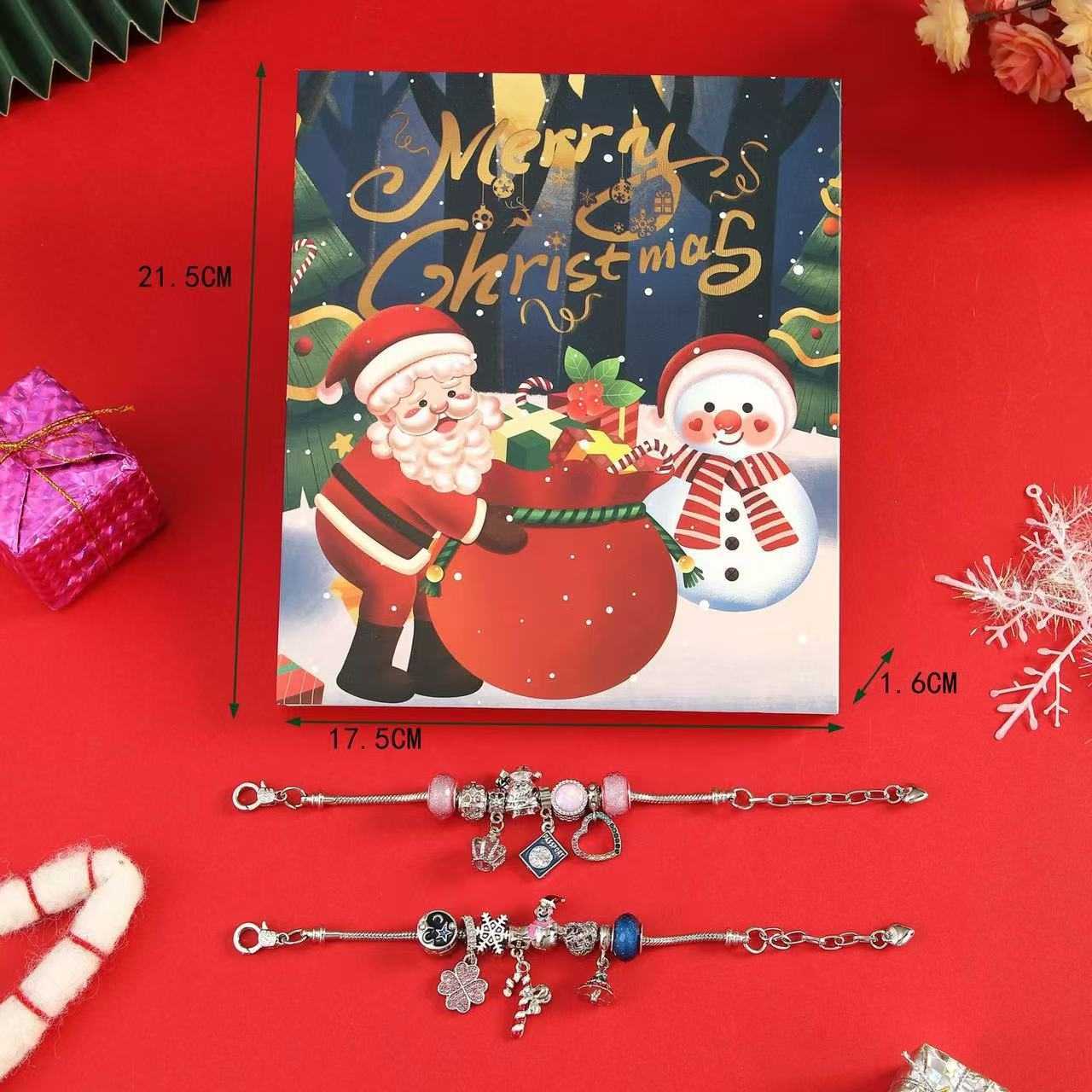 24 Days Christmas Advent Calendar Bracelet Set – Holiday Jewelry Countdown Gift