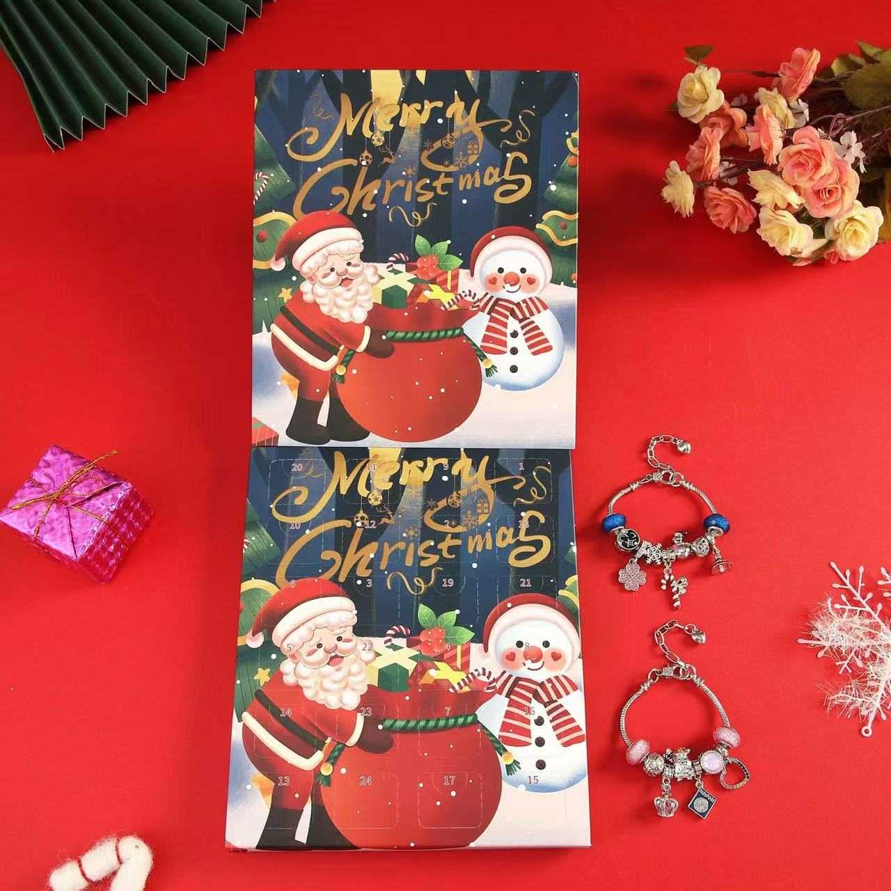 24 Days Christmas Advent Calendar Bracelet Set – Holiday Jewelry Countdown Gift