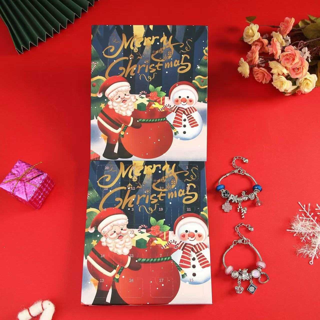 24 Days Christmas Advent Calendar Bracelet Set – Holiday Jewelry Countdown Gift