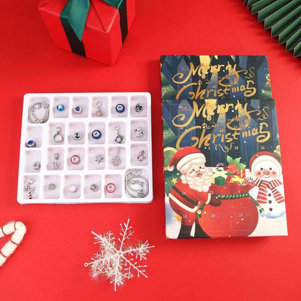 24 Days Christmas Advent Calendar Bracelet Set – Holiday Jewelry Countdown Gift