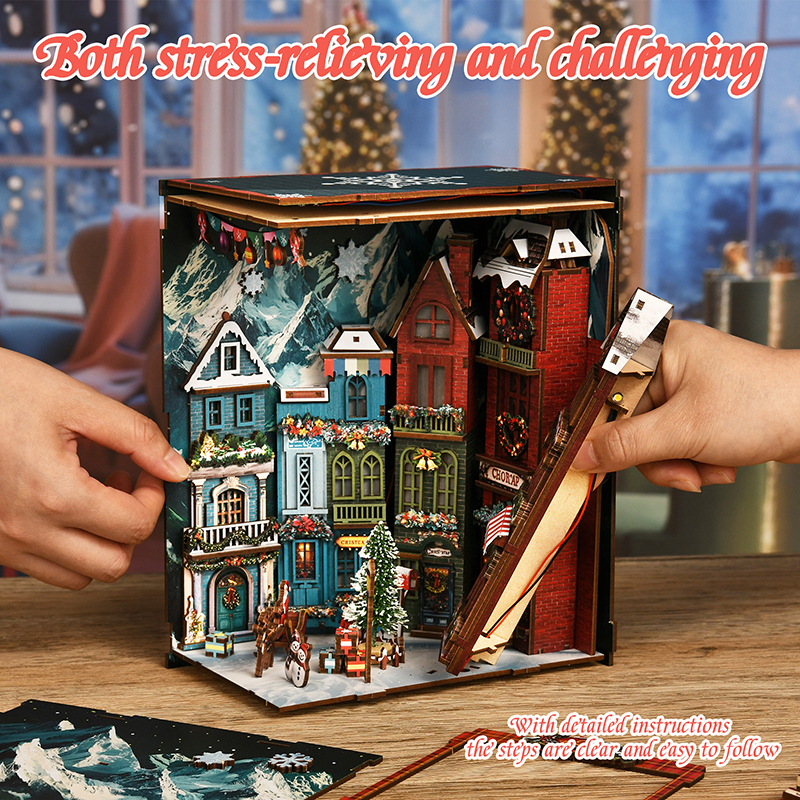 Cozy Winter Lane DIY Book Nook Kit – Christmas Miniature Decor