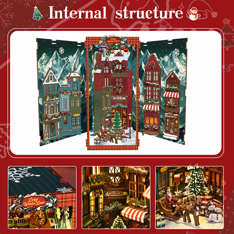 Cozy Winter Lane DIY Book Nook Kit – Christmas Miniature Decor