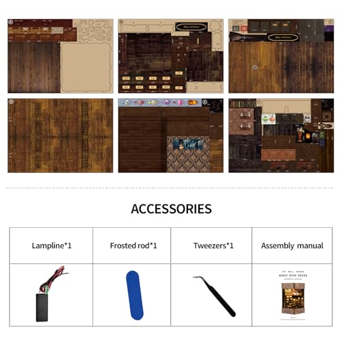 Book Nook Kit - DIY Enchanted Cottage Miniature House for Adults &amp; Teens. 3D Wooden Puzzle Booknook with LED Lights. Bookshelf Insert Decor &amp; Creative Model Building(Magic Bookstore)