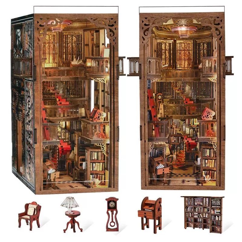 Abbey Library DIY Book Nook Kit – Miniature Bookshelf Insert for Classic Book Lovers