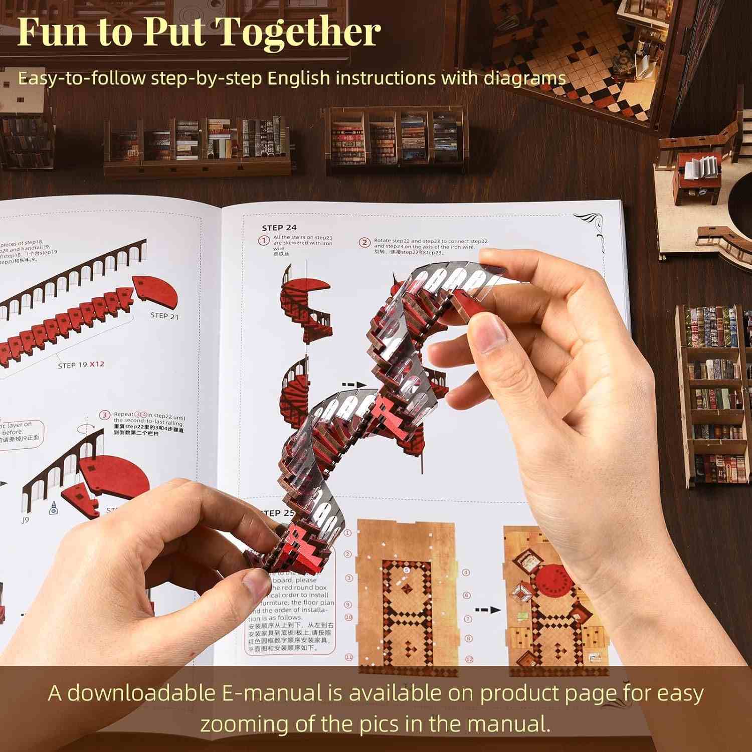 Abbey Library DIY Book Nook Kit – Miniature Bookshelf Insert for Classic Book Lovers