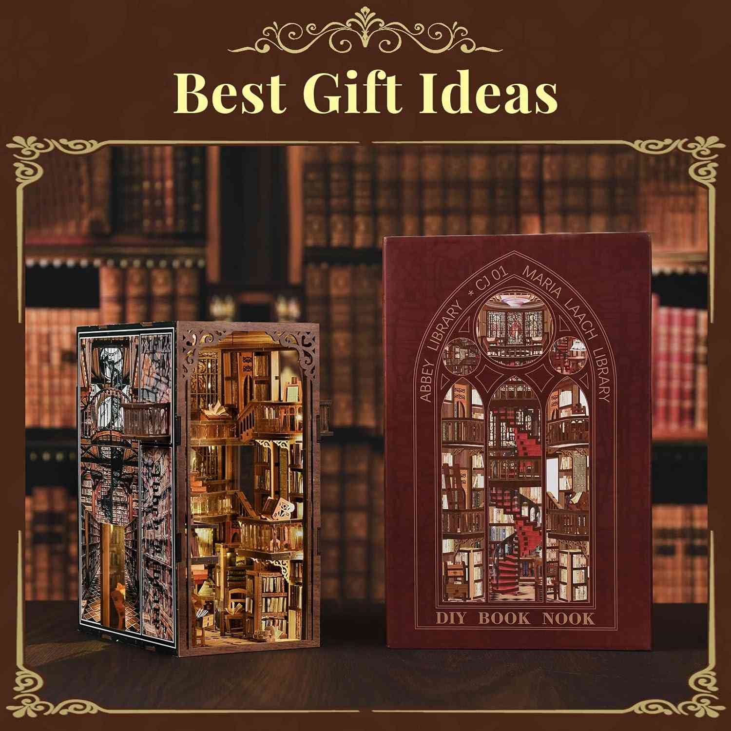 Abbey Library DIY Book Nook Kit – Miniature Bookshelf Insert for Classic Book Lovers