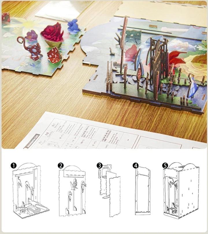 Alice in Wonderland Magic Garden Book Nook with Touch Light DIY Kit