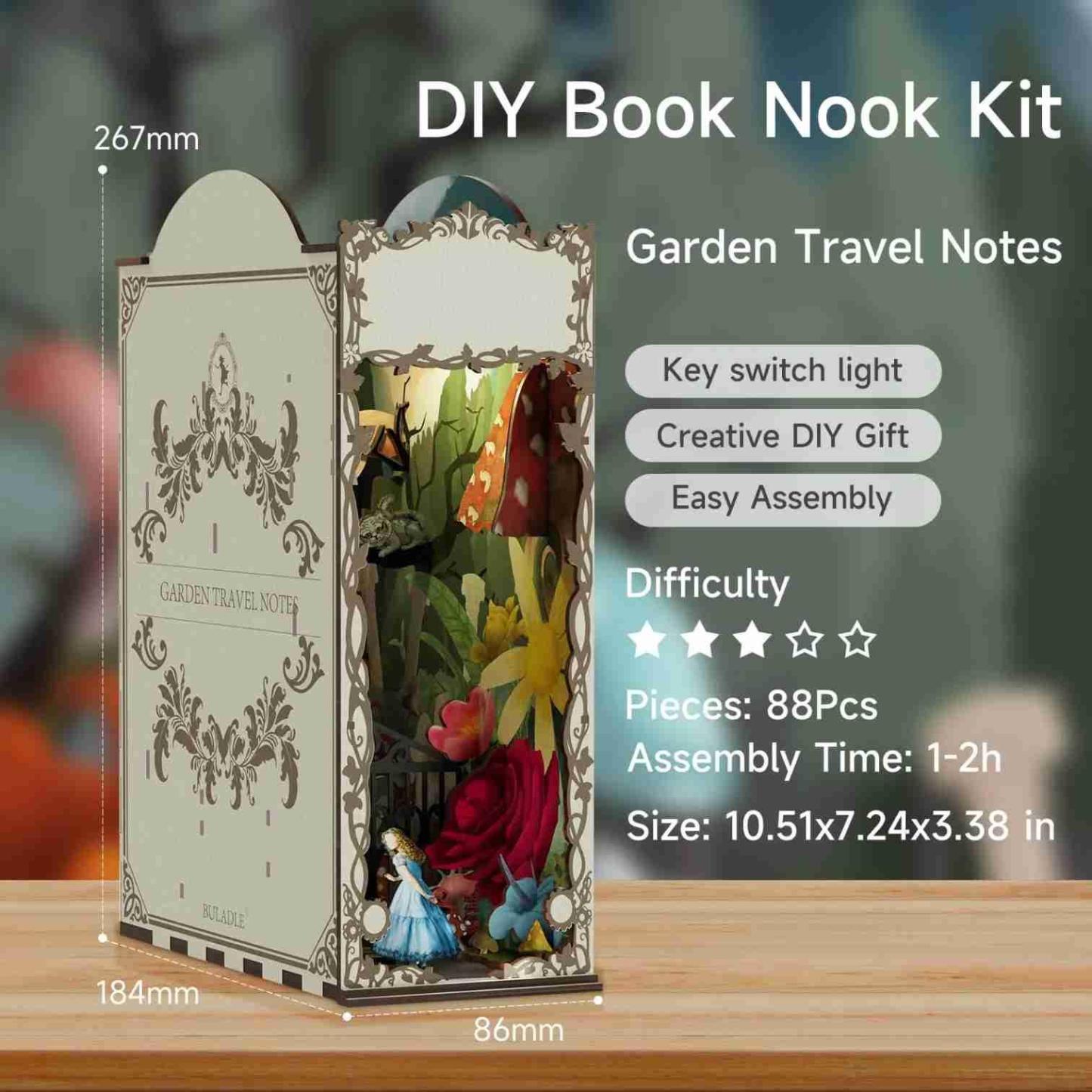Alice in Wonderland Magic Garden Book Nook with Touch Light DIY Kit