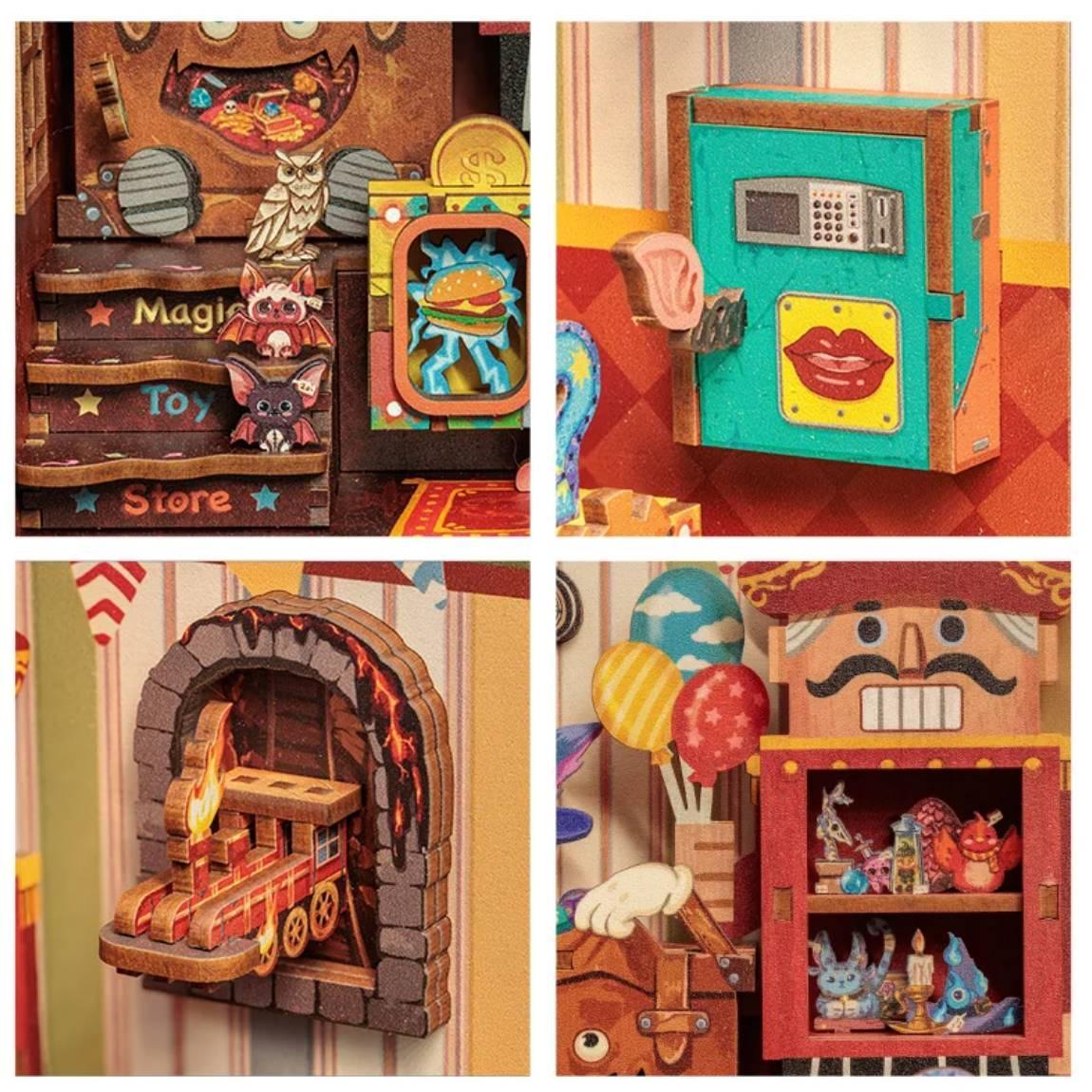 DIY Toy Store Book Nook Kit with Touch Light Bookshelf Insert