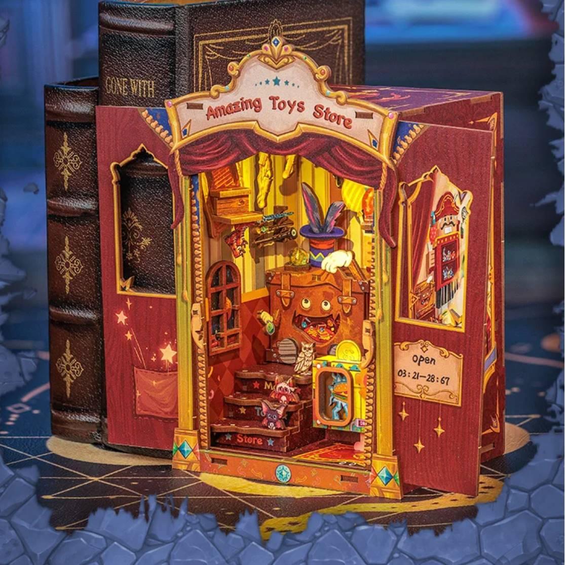 DIY Toy Store Book Nook Kit with Touch Light Bookshelf Insert