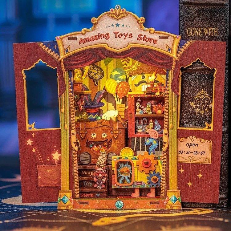 DIY Toy Store Book Nook Kit with Touch Light Bookshelf Insert
