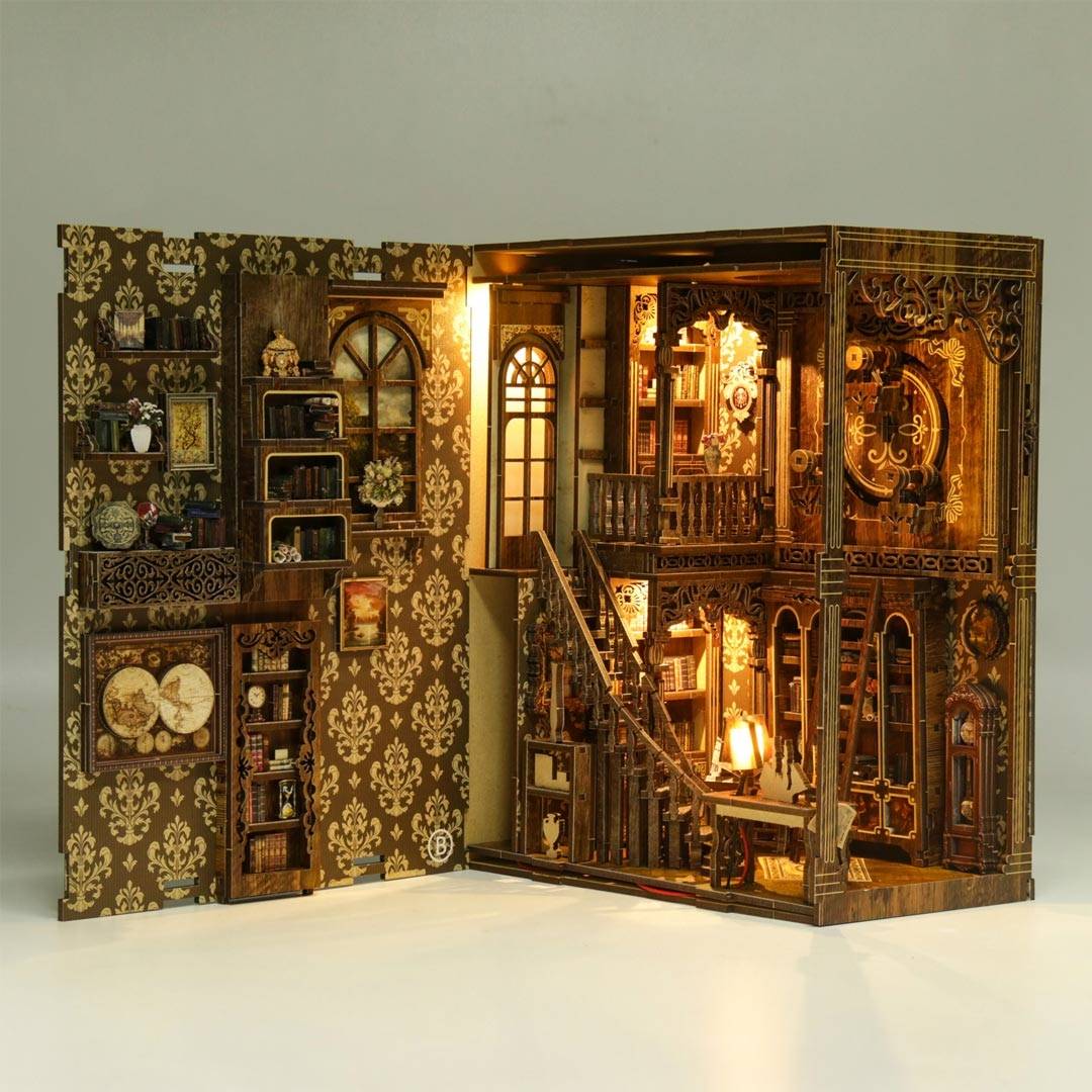 Ancient Book DIY Book Nook Kit Vintage Library Bookshelf Inser