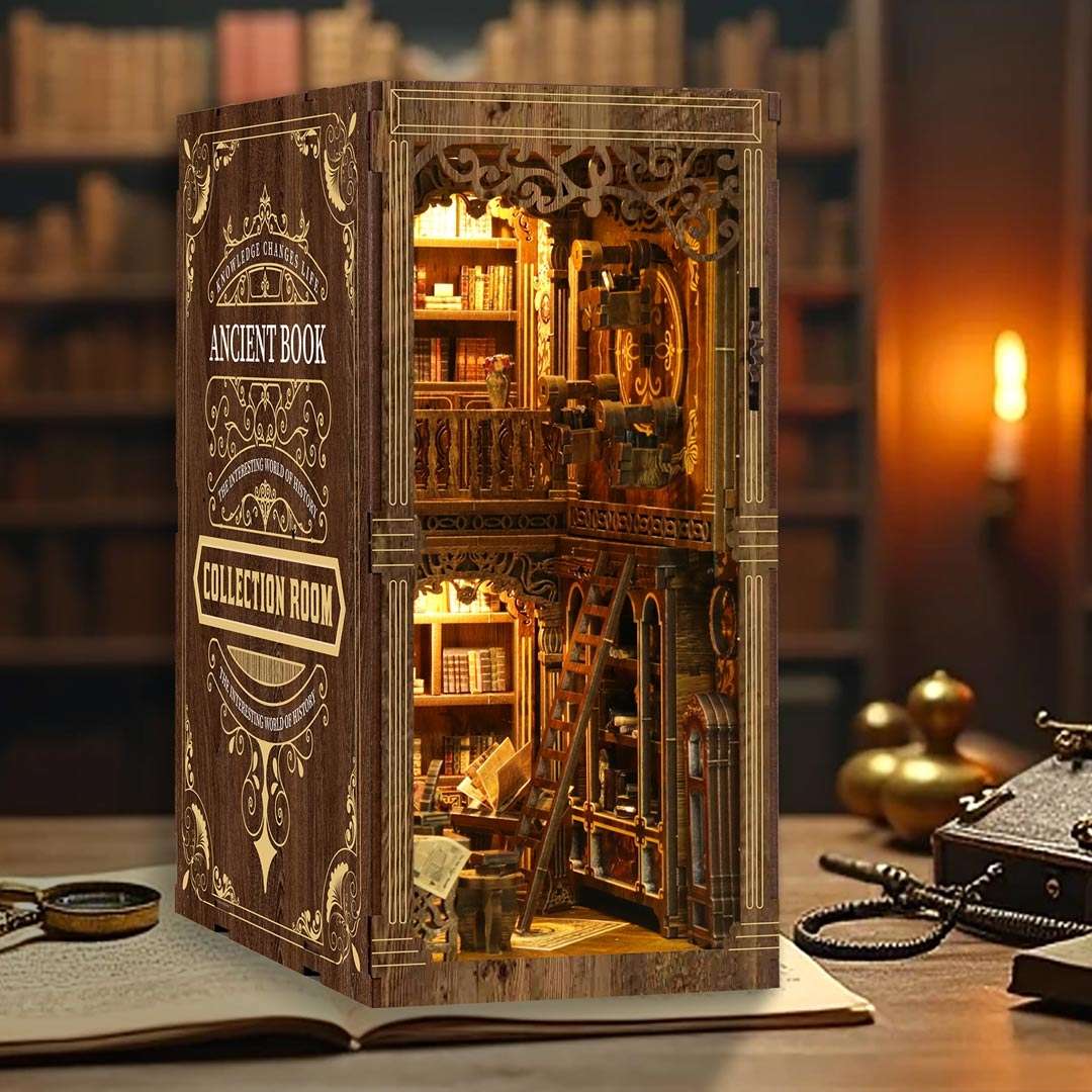 Ancient Book DIY Book Nook Kit Vintage Library Bookshelf Inser