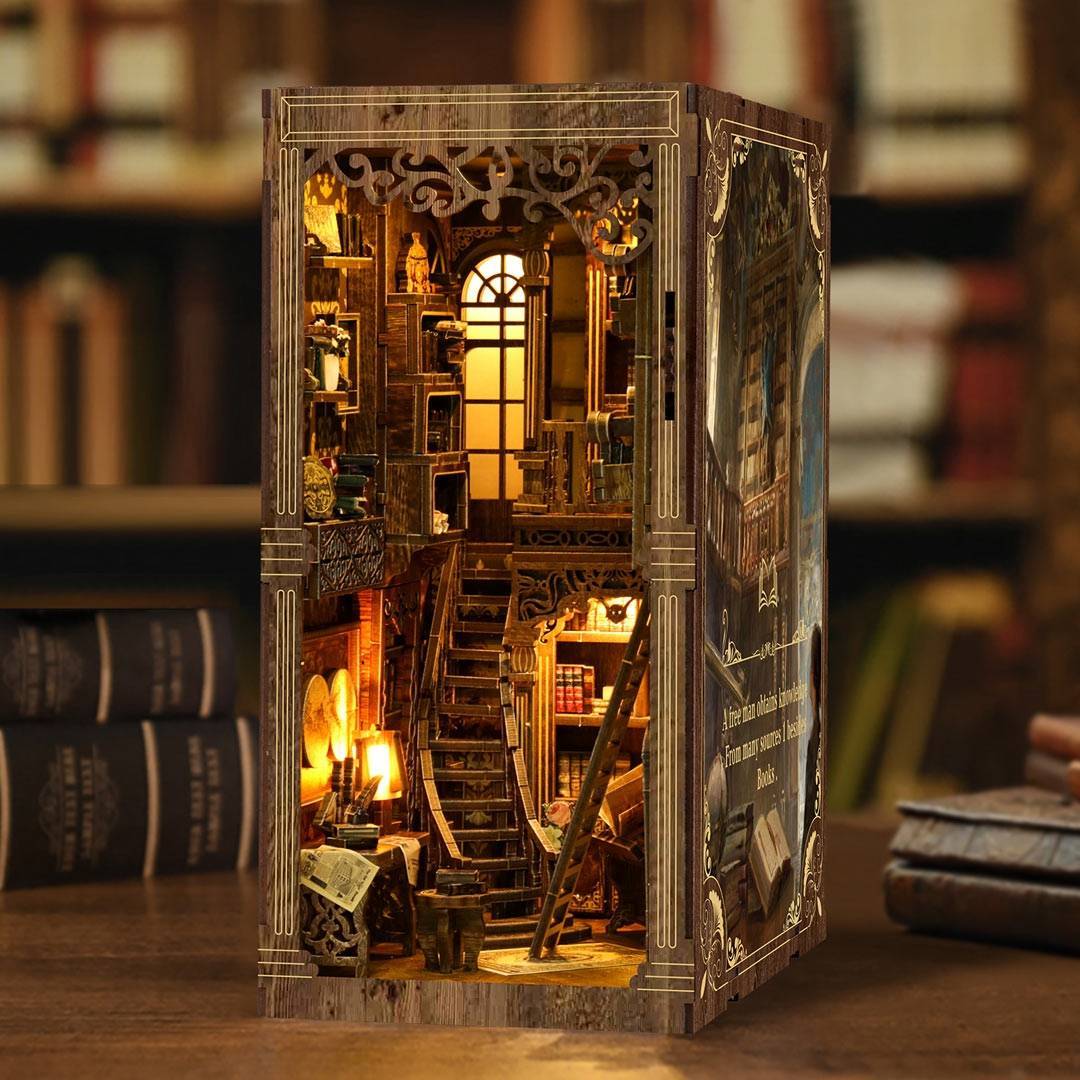 Ancient Book DIY Book Nook Kit Vintage Library Bookshelf Inser