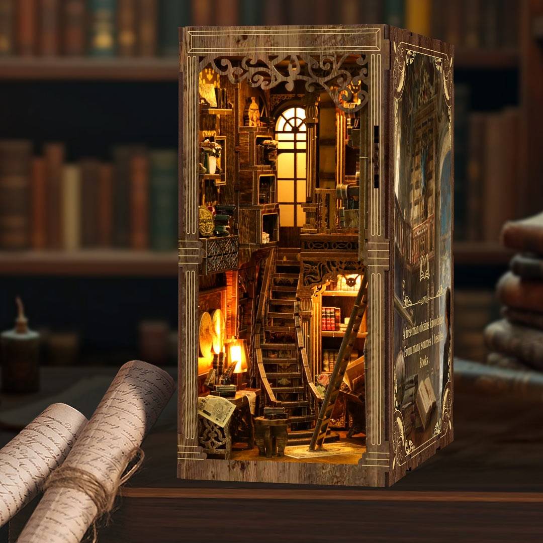 Ancient Book DIY Book Nook Kit Vintage Library Bookshelf Inser