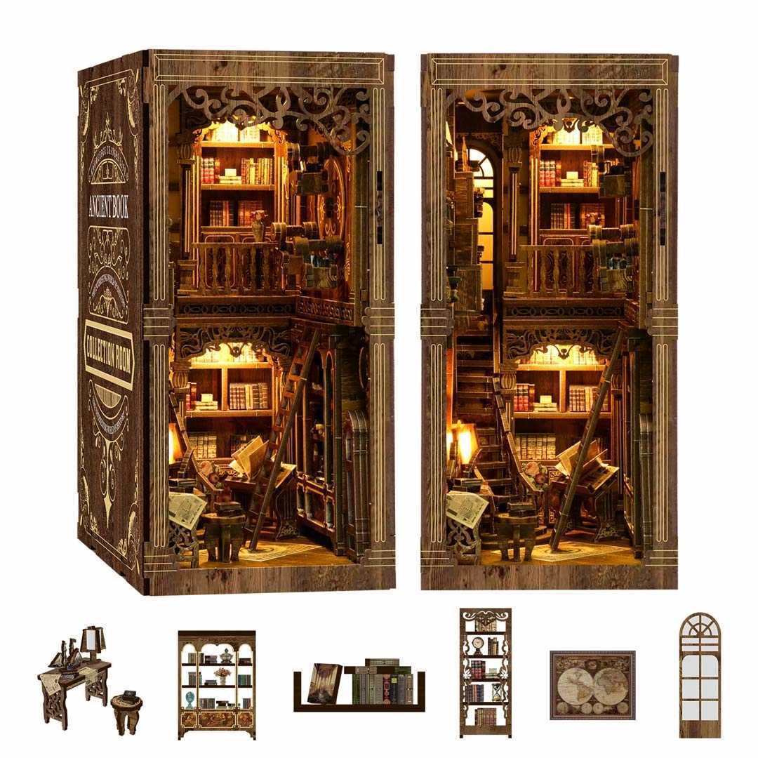 Ancient Book DIY Book Nook Kit Vintage Library Bookshelf Inser