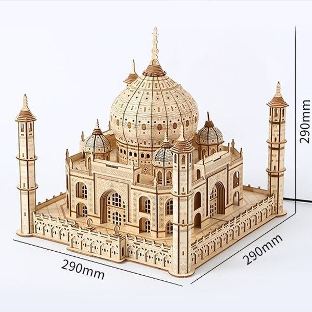 Taj Mahal Castle 3D Wooden Puzzle DIY Mechanical Model with Light Gift