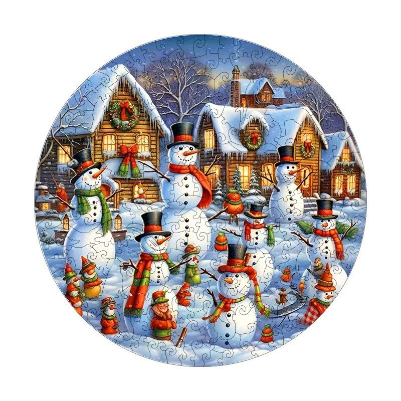 Christmas Snowman Wooden Animal Puzzle – Holiday Homestead Jigsaw Gift for Kids & Adults