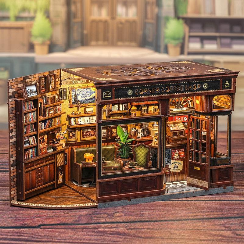 Corner Coffee Shop DIY Dollhouse Miniature House Kit 294 PCS