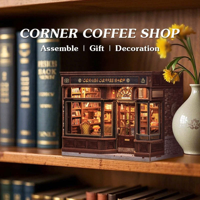 Corner Coffee Shop DIY Dollhouse Miniature House Kit 294 PCS
