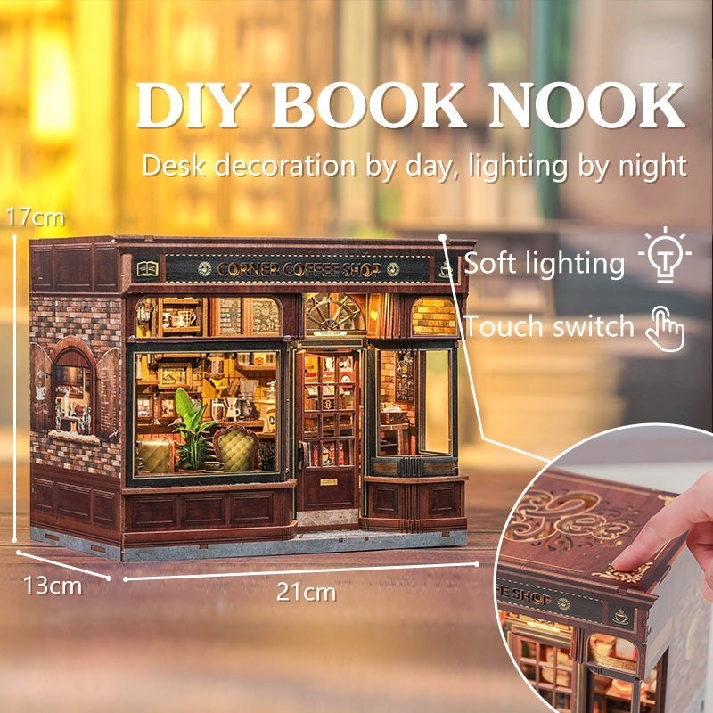 Corner Coffee Shop DIY Dollhouse Miniature House Kit 294 PCS