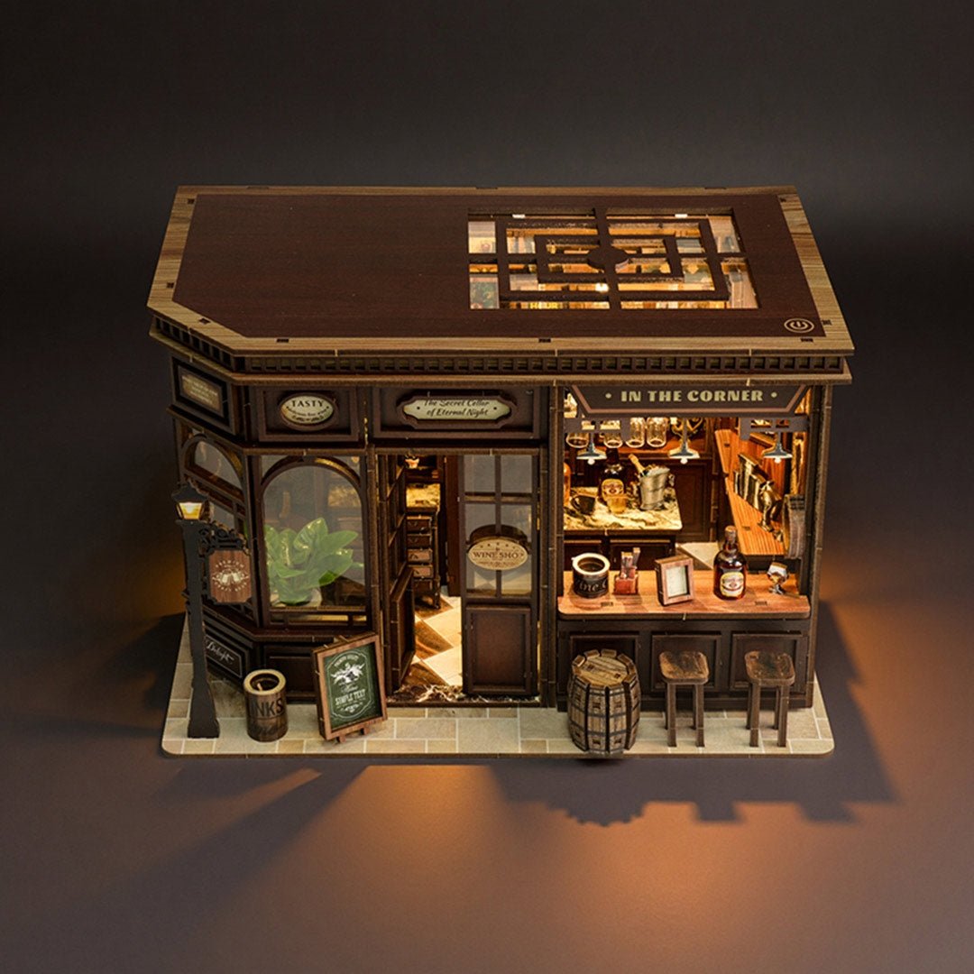 Corner Tavern DIY Miniature House Kit Wooden Pub Model