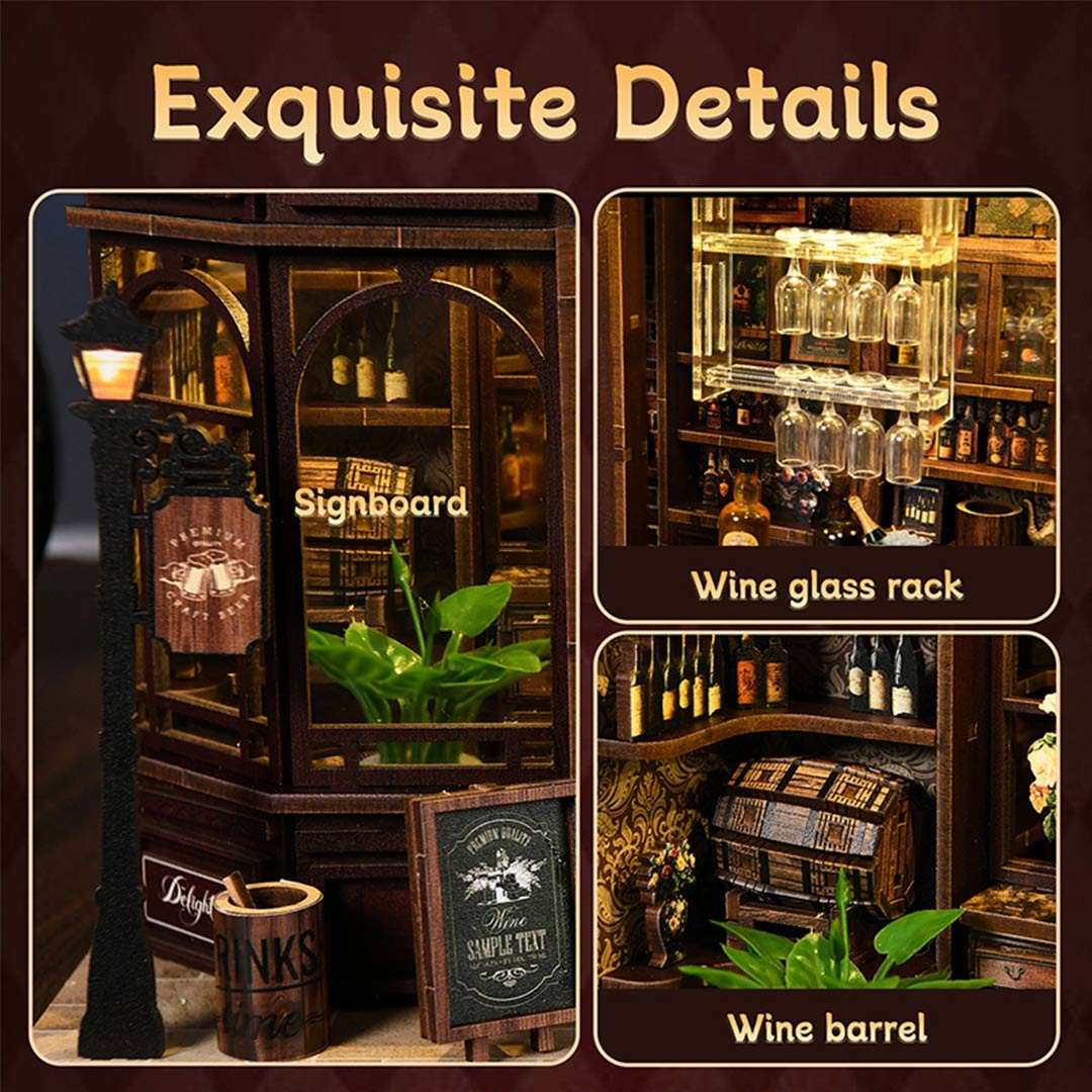 Corner Tavern DIY Miniature House Kit Wooden Pub Model