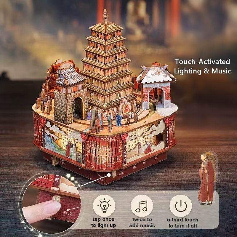 Journey to the West DIY Music Box Xuanzang Buddhist Story Rotating Wheel Puzzle