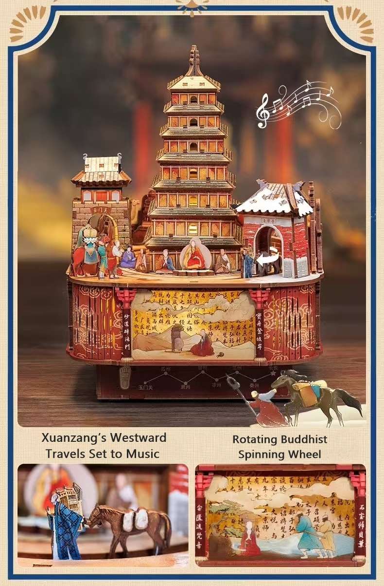 Journey to the West DIY Music Box Xuanzang Buddhist Story Rotating Wheel Puzzle