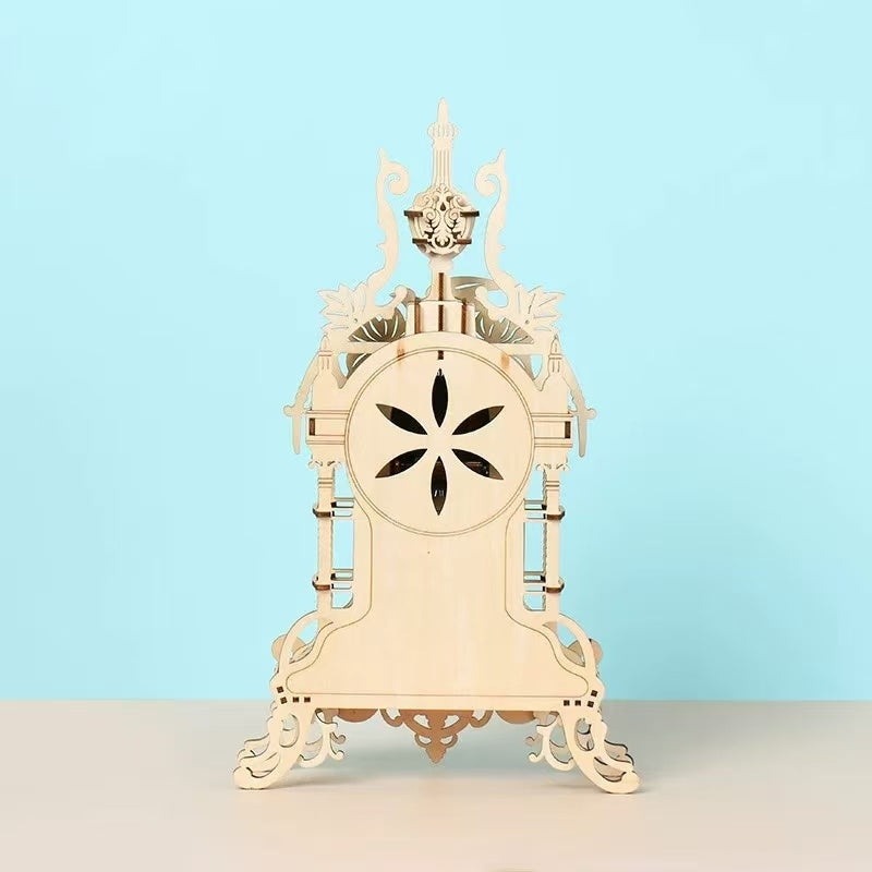 Old Clock Tower 3D Wooden Puzzle Vintage Hollow Out Design Educational DIY Toy