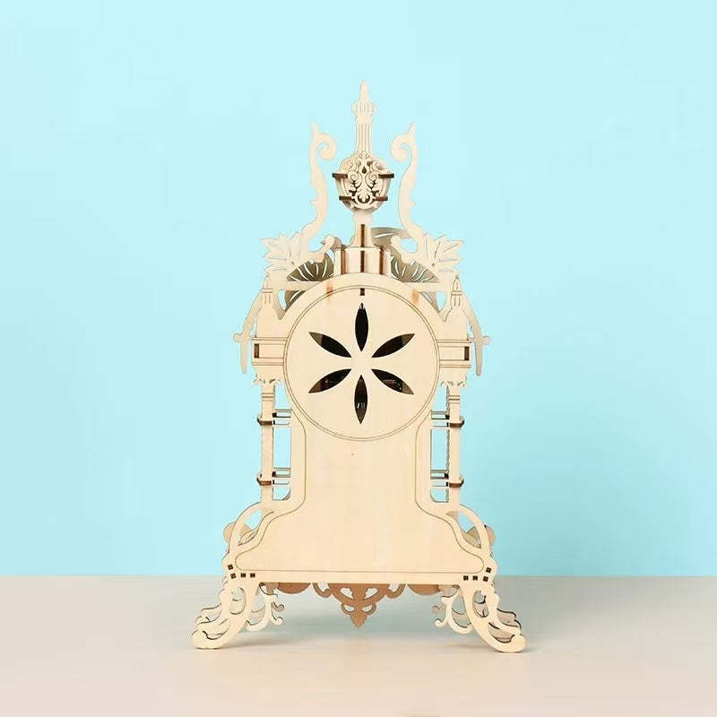 Old Clock Tower 3D Wooden Puzzle Vintage Hollow Out Design Educational DIY Toy