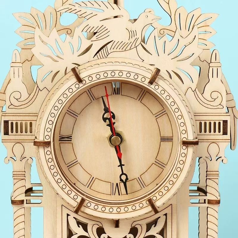 Old Clock Tower 3D Wooden Puzzle Vintage Hollow Out Design Educational DIY Toy
