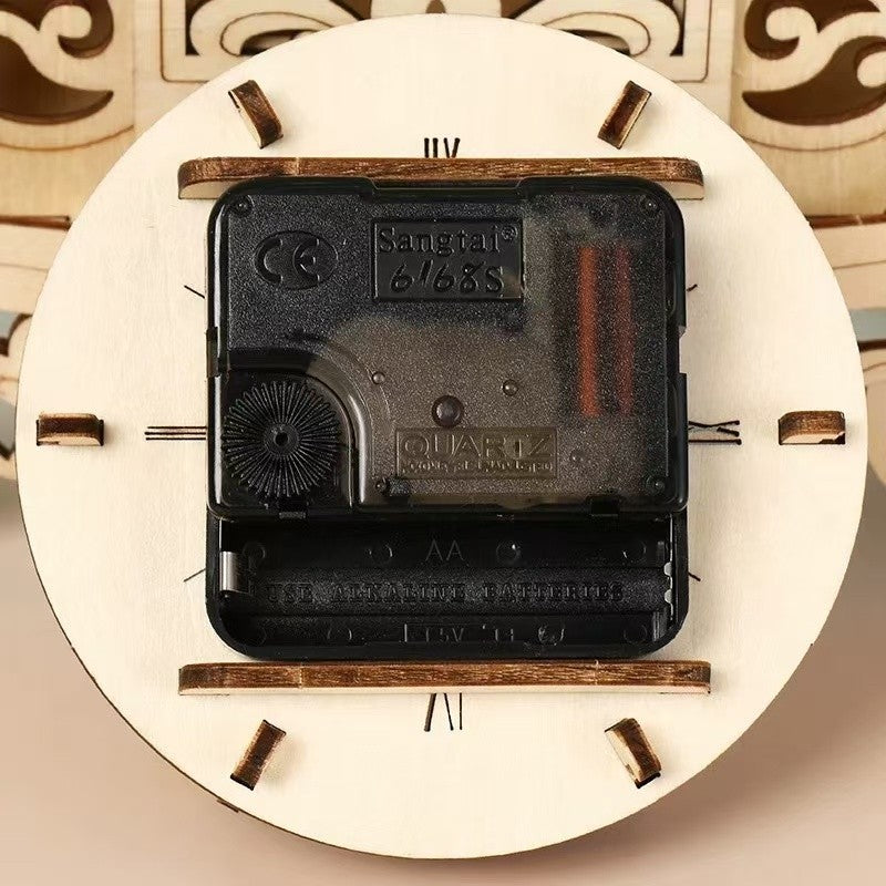 Old Clock Tower 3D Wooden Puzzle Vintage Hollow Out Design Educational DIY Toy