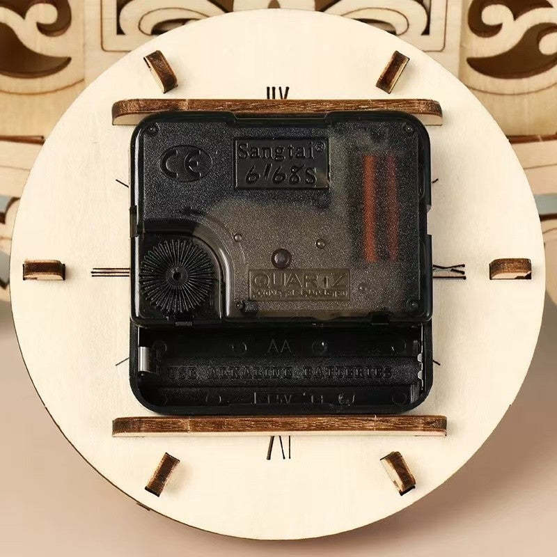 Old Clock Tower 3D Wooden Puzzle Vintage Hollow Out Design Educational DIY Toy