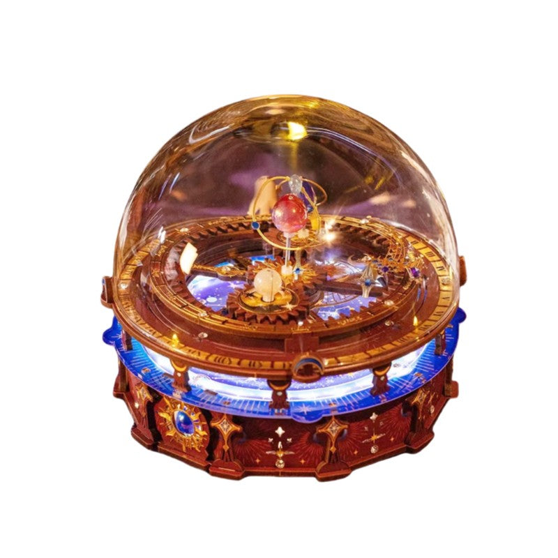 Planisphere DIY Music Box with Rotating Planets and Starry Light Display