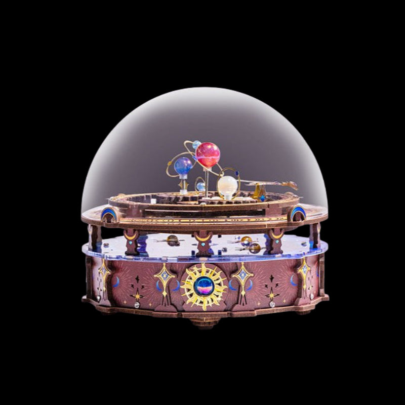 Planisphere DIY Music Box with Rotating Planets and Starry Light Display