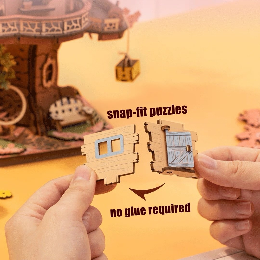 Sakura Tree House 3D Wooden Puzzle DIY Two Story Mechanical Model Gift