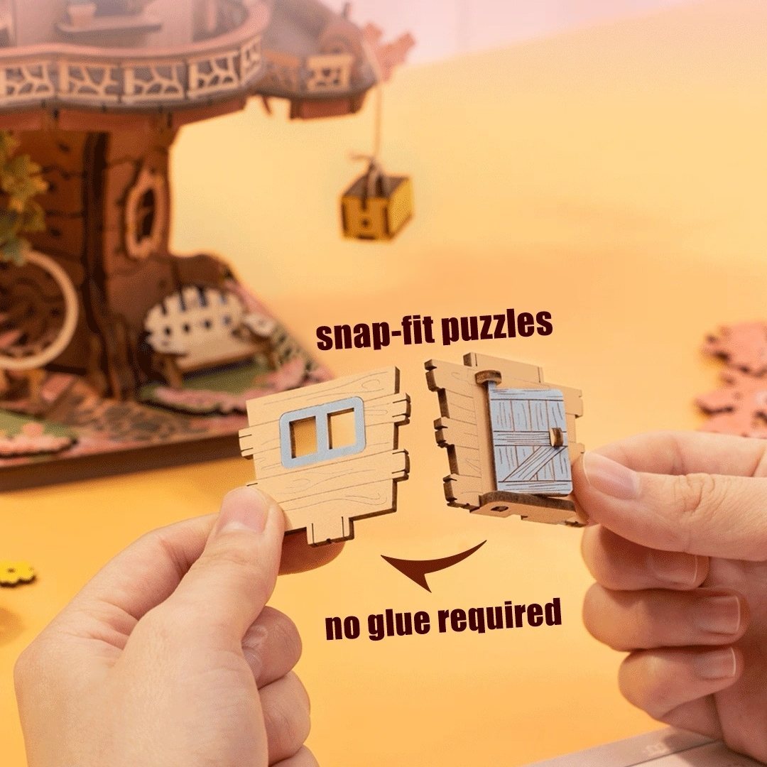 Sakura Tree House 3D Wooden Puzzle DIY Two Story Mechanical Model Gift