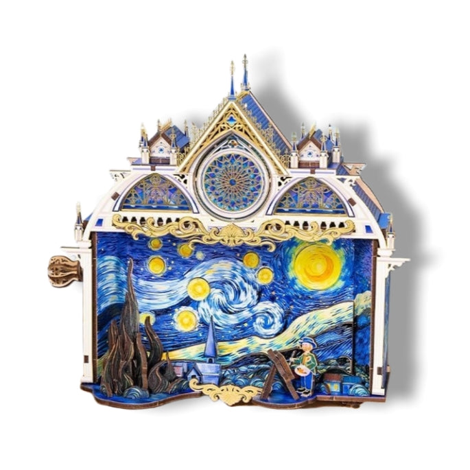 Van Gogh Starry Night 3D Metal Puzzle with Moving Gears and Sound Activated Light