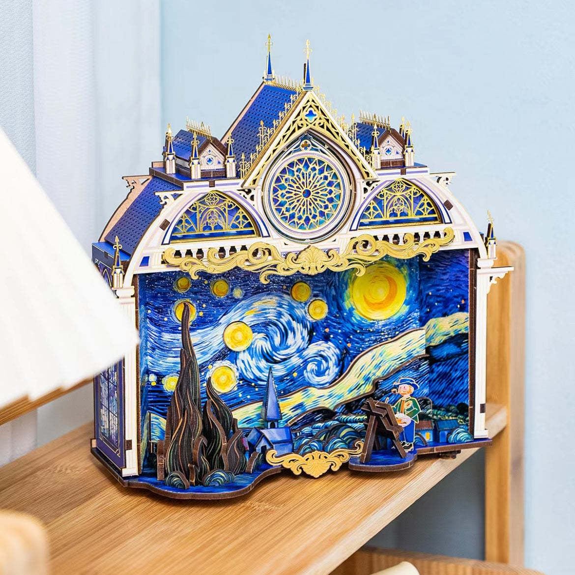 Van Gogh Starry Night 3D Metal Puzzle with Moving Gears and Sound Activated Light