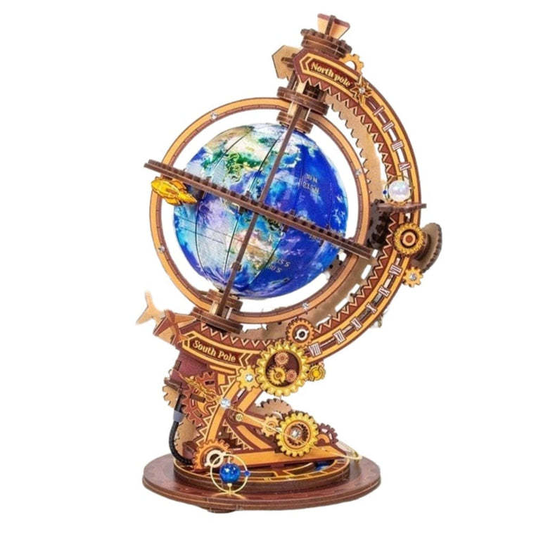 Secret World 3D Metal Globe Puzzle with Rotating Gears Hidden Core and USB Light