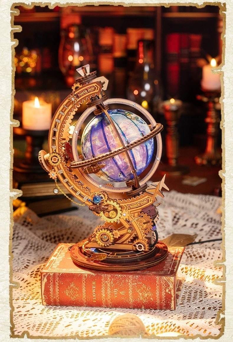 Secret World 3D Metal Globe Puzzle with Rotating Gears Hidden Core and USB Light