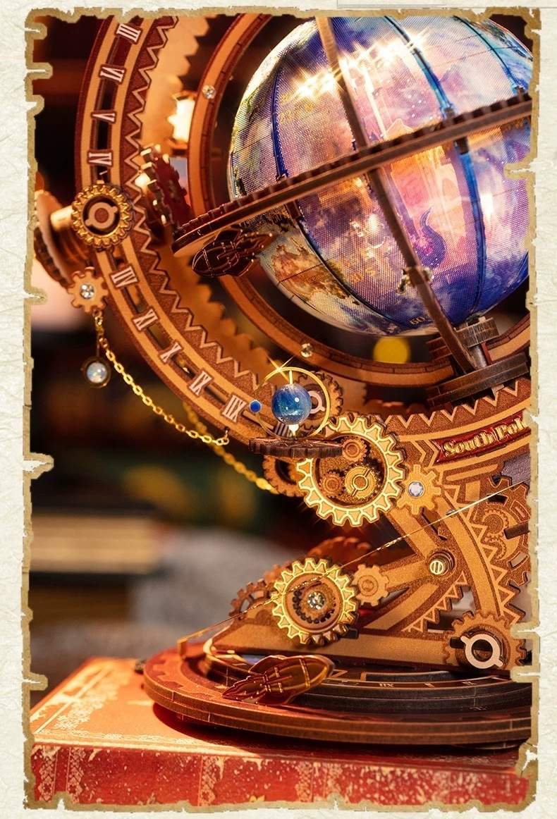Secret World 3D Metal Globe Puzzle with Rotating Gears Hidden Core and USB Light