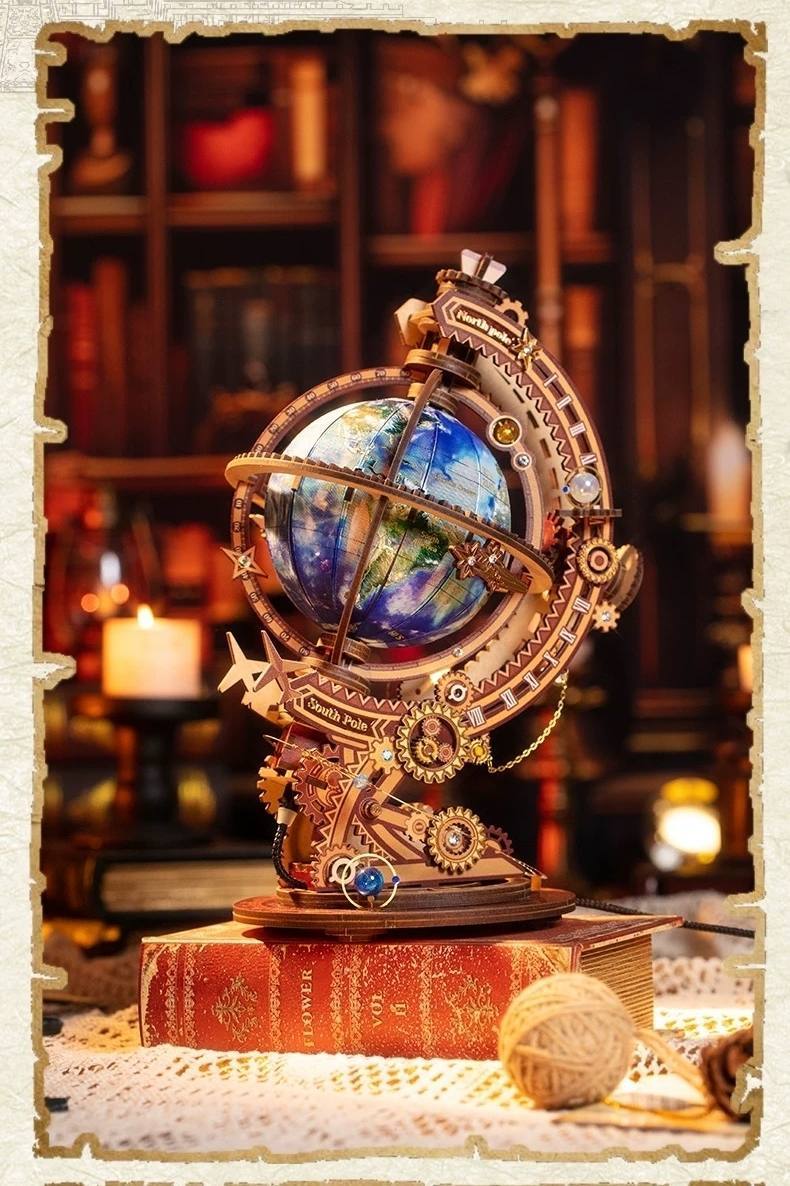 Secret World 3D Metal Globe Puzzle with Rotating Gears Hidden Core and USB Light