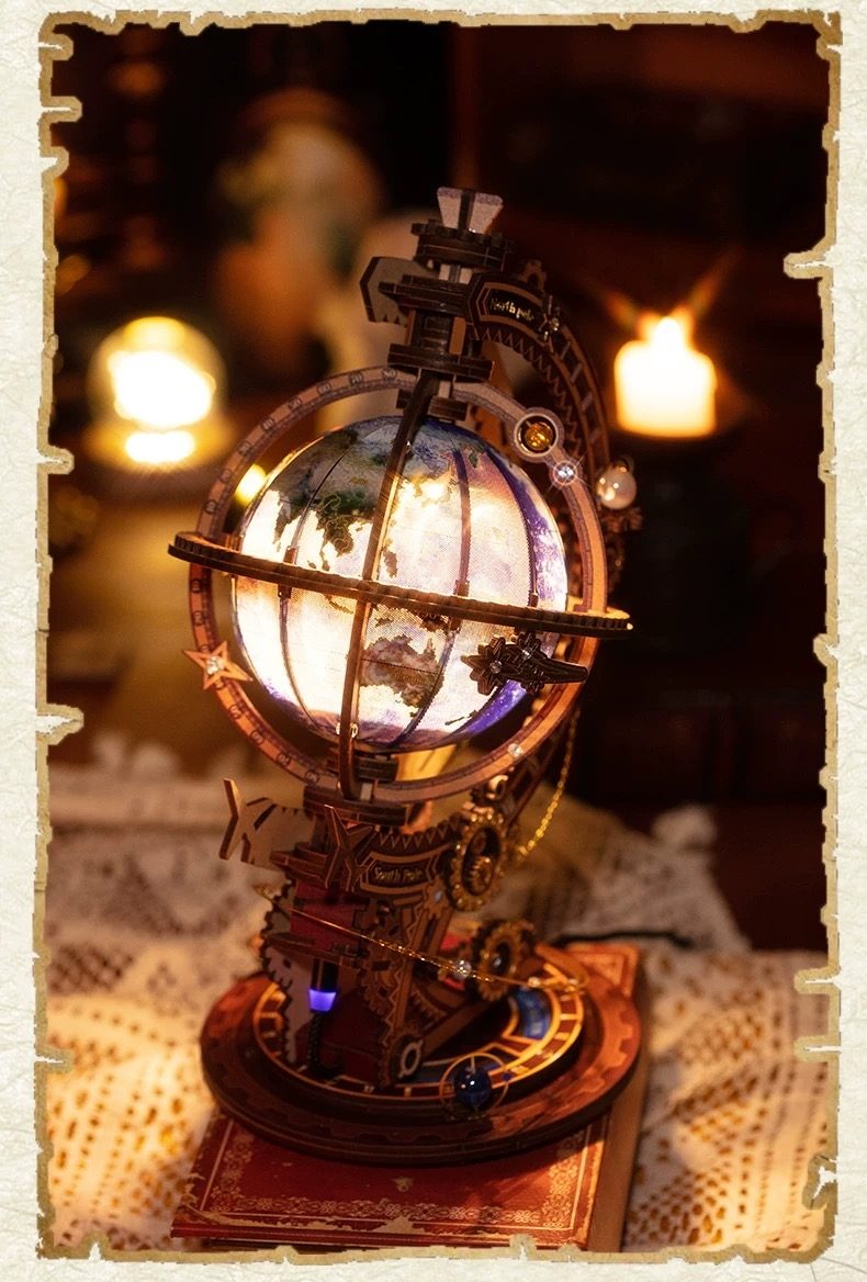 Secret World 3D Metal Globe Puzzle with Rotating Gears Hidden Core and USB Light