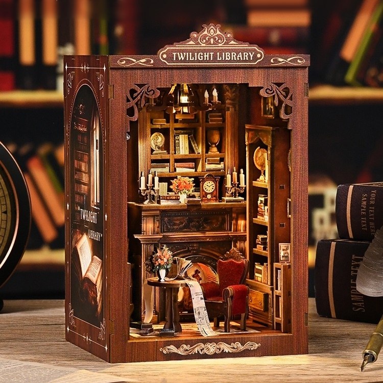 Twilight Library DIY Book Nook Kit – Miniature Enchanted Bookshelf Scene for Collectors