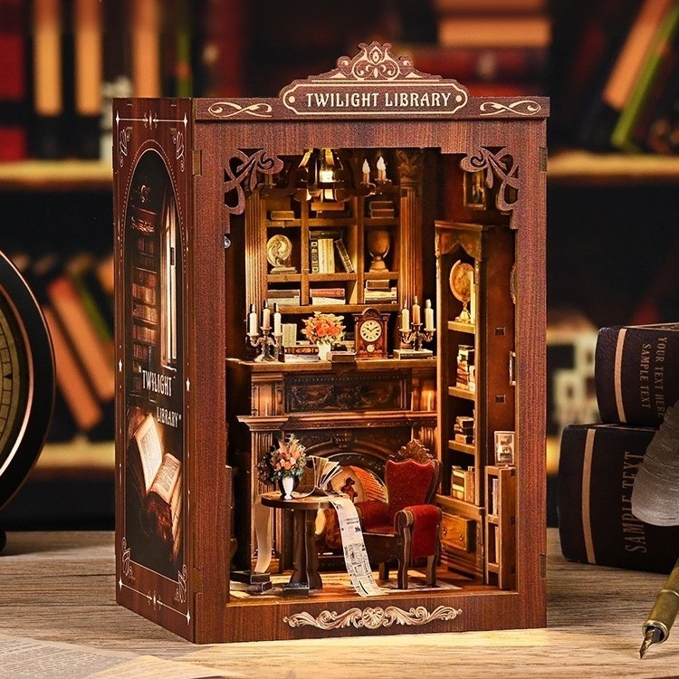 Twilight Library DIY Book Nook Kit – Miniature Enchanted Bookshelf Scene for Collectors