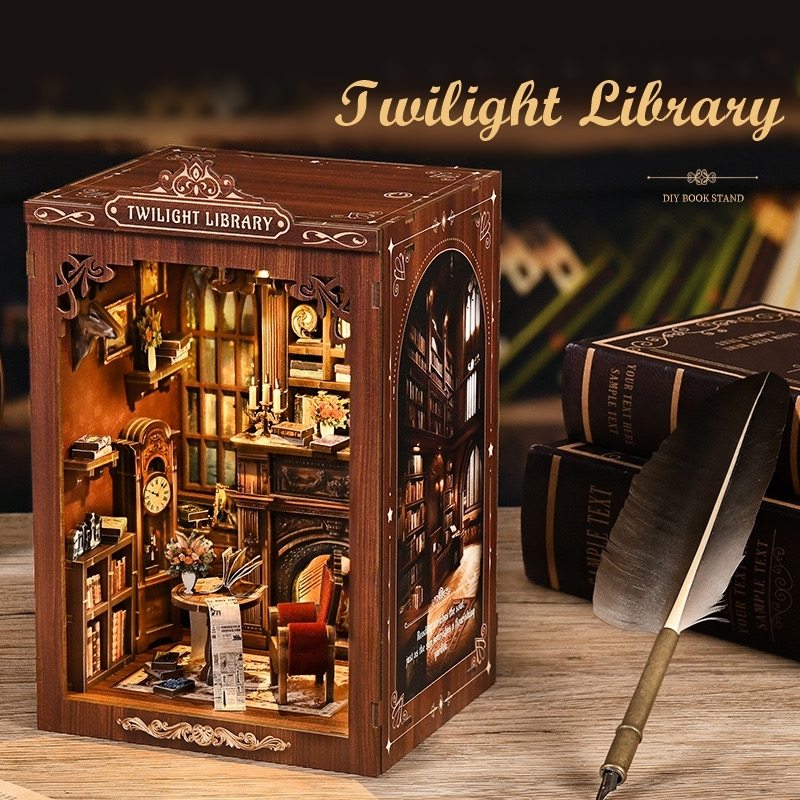 Twilight Library DIY Book Nook Kit – Miniature Enchanted Bookshelf Scene for Collectors