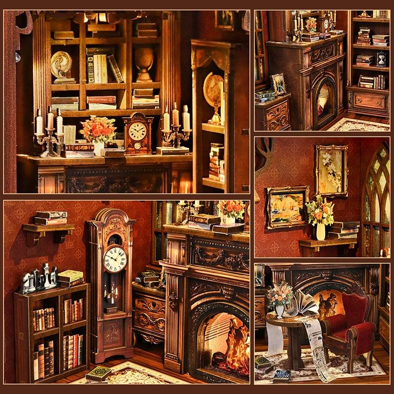 Twilight Library DIY Book Nook Kit – Miniature Enchanted Bookshelf Scene for Collectors
